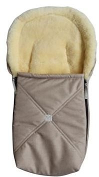 KAISER Emmy Lammfell-Fußsack für Babyschalen, 80 x 37 cm, Abnehmbares Oberteil mit 2-Wege-Reißverschluss (ginger)