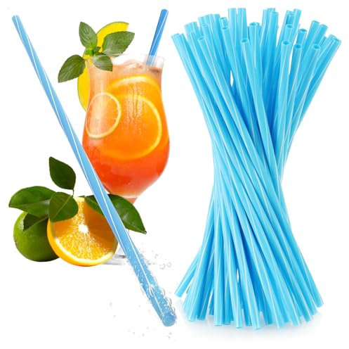 Robin Goods® 50x wiederverwendbare Trinkhalme aus Hartplastik - 22 cm, spülmaschinengeeignet, für Smoothies, Cocktails & Heißgetränke (blau - 50x)