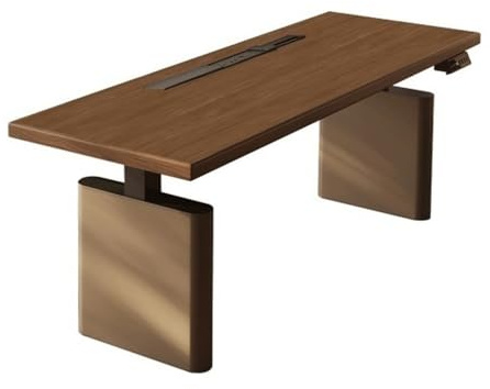ZENGXJYCQINGJIANG Gaming Desk Electric Standing Desk with Walnut Top, Adjustable Height Laptop PC with Charging Outlets(L)
