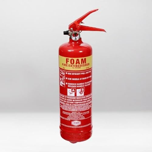 Jewel Fire Group 1L Foam Fire Extinguisher - 5A 21B, Compact Class A and B Protection for Home, Office, Vehicle, Caravan and Workshop