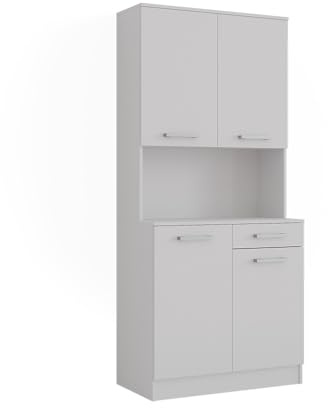 Vicco Küchenbuffet Raul, Weiß, 83.6 x 188.5 cm | mit 4 Türen & 1 Schublade, mit offener Geräteablage und kombinierbar mit Zusatzmodulen