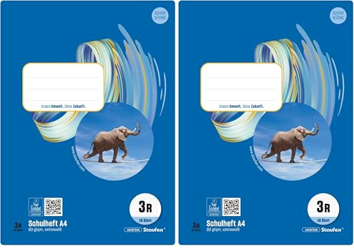 Staufen Style Schulheft - 10 Hefte je 16 Blatt, DIN A4, Lineatur 3R (21 Doppellinien), 80 g/m² Papier (Packung mit 2)
