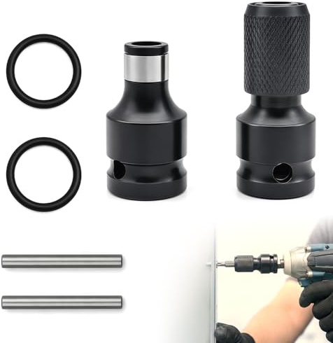 NYVOR 2 Stück Schlagschrauber Adapter, Bit Adapter von 1/2 Vierkant auf 1/4 Sechskant, vielseitiger Adapter für Bohrmaschinen Schraubendreher Ratschenschlüssel und Befestigungswerkzeuge