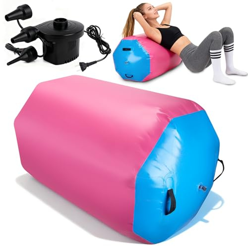 Aufblasbare Air Track Matte 100x100x15cm, Wasserdicht & Rutschfest, Turnmatte für Zuhause mit Elektrischer Luftpumpe, 6 Ersatzventilen und Tragbare Aufbewahrungstasche für Yoga, Fitness und Kampfsport