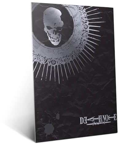 Displate Metallposter Death Note Visuals - Silver Skull Emblem - Wanddeko Poster für Schlafzimmer Magnetische Befestigung 32 x 45 cm