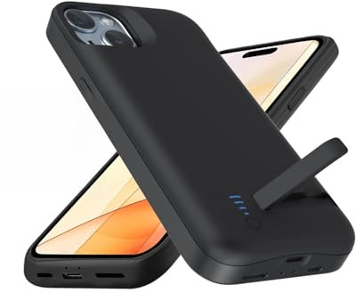 Giabuao Battery Case for iPhone 14/13, 8500mAh Rechargeable Extended Fast Charger Charging Case, Portable Protective Powerbank Battery Backup for iPhone 13/14(6.1) - Black