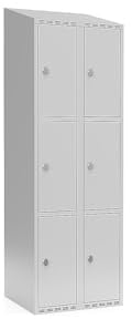 kaiserkraft | 3er-Schließfachschrank Fydor | 2 Abteile | lichtGrau | B 600 mm | schräge Dachform | Vorhängeschloss