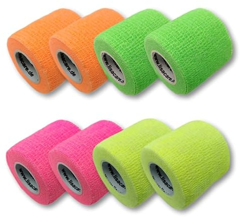 LisaCare NEON-Bandagen | Fixierbinde | Wundverband | 2,5-10cm Breite x 4,5m