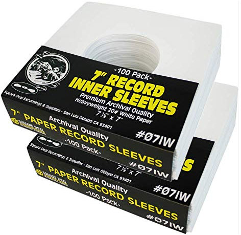 (200) Archival Quality Acid-Free Heavyweight Paper Inner Sleeves for 7 Inch Vinyl Records #07IW