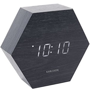 Karlsson KA5651BK Wecker/Alarm Clock - Hexagon - schwarz - 13 x 11 x 4,5 cm