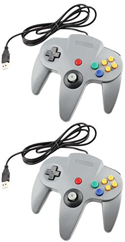 TCK USB-Gamecontroller für N64 Nintendo 64 PC Windows Mac (2er-Pack) Grau