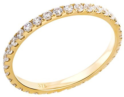 Ardeo Aurum Damenring aus 375 Gold Gelbgold mit Zirkonia im Brillant-Schliff Memory-Ring Eternity Vorsteckring