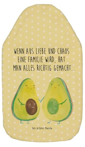 Mr. & Mrs. Panda Wärmflasche Avocado Pärchen - Geschenk, Liebe, Familie, Schwangerschaft, Hochzeit, Gesund, Kleine Wärmflasche, Kinderwärmflasche,
