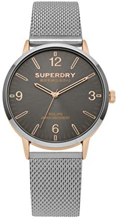 Superdry Herren Analog Quarz Uhr mit Edelstahl Armband SYG259SM