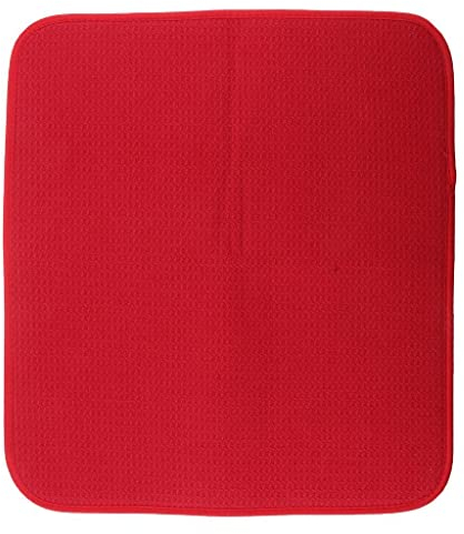 de Secado de Platos de Microfibra para Almohadillas de Secado de Cocina para Platos de Escurridor Absorbente Grueso, rojo, tal como se describe
