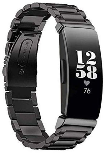 Chofit Armbänder, kompatibel mit Fitbit Inspire HR / Inspire, Edelstahl, Business, Ersatzarmband für Frauen, Schwarz