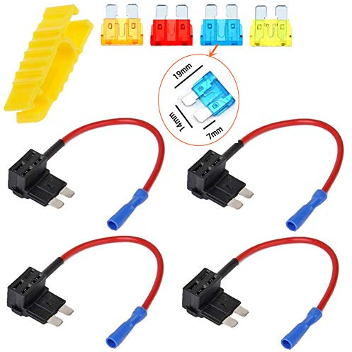 Qiorange 4tlg Autosicherungen Stromdieb Stromabgreifer Stecksicherung Steck Sicherung Verteiler Anschlußkabel 5A 10A 15A 20A