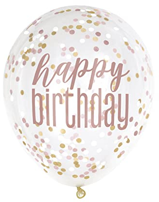 Konfetti-Luftballons - 30 cm - Glitzer-Roségold-Geburtstag - 6er-Pack