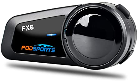 Fodsports FX6 Intercom Moto, 6 Voies Intercom Moto pour 6 Casques avec Radio FM, Main Libre, 1000 m Oreillette Bluetooth Casque pour Motocyclette/ATV