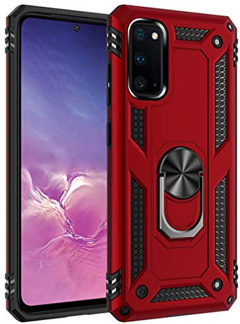 HAOYE Cover per Samsung Galaxy S10 Lite con 360° Girevole Supporto dell'anello, Compatibile con Supporto Auto Smartphone Magnetico, Custodia in Silicone TPU e PC Anti-Drop. Rosso