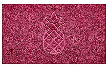 Nicoman Spaghetti-Fußmatte mit Prägung, Schmutzfangmatte, waschbar, für drinnen und draußen geeignet, Rose, Pineapple-(70x43cm)