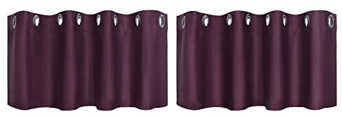 PiccoCasa 2er Set Gardine für Küche Polyester Scheibengardine Kurzgardine Blickdicht Kleine Gardine Burgund 46H x 132B cm