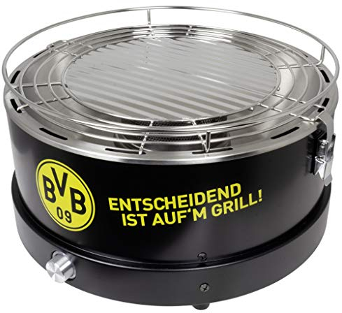 Trendyshop365 BVB Fanartikel Holzkohle-Grill mit Aktivlüftung Tischgrill Reisegrill Campinggrill