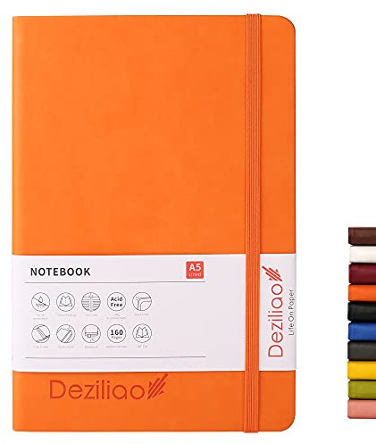 Deziliao DE0005JU Klassisches Hardcover Notizbuch mit Stiftschlaufe, College liniert, Schreibtagebuch, dickes 100 g/m² liniertes Papier, Luxus-Geschenkbox, 13,2 x 21,6 cm