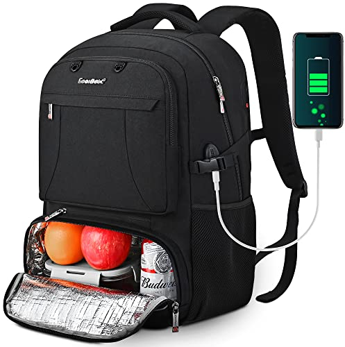 CoolBELL Sac à Dos Ordinateur Portable 15.6 Pouces Homme Femme avec Port de Chargement USB de Filet de Basket Poche à lunch Sac à Dos Multifonctionnel Sac a Dos PC Portable pour Voyage/Scolaire,Noir