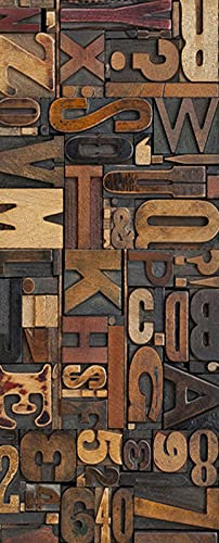 A.Monamour Adesivo Porta Autoadesiva Sfondo Di Lettere In Legno Vinile PVC Adesivi per Porte Interne 3D Pellicola Adesiva Poster Sticker Murale Decorazione da Parete Carta da Parati