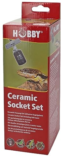 Hobby Terraristik Ceramic Socket Set I Montagefertiges Komplettset für Leuchtmittel mit E27 Standardgewinde