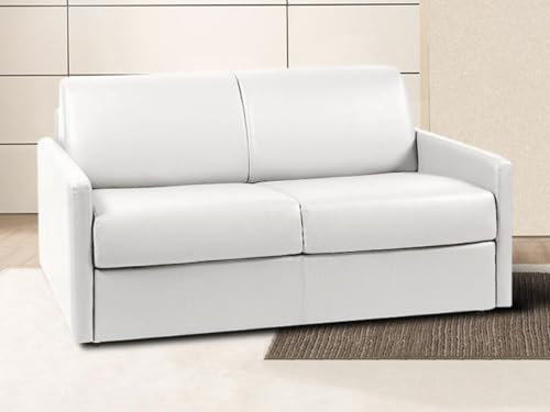 Vente-unique Schlafsofa 2-Sitzer - Liegefläche: 120 cm - Matratzenhöhe: 18 cm - Kunstleder - Weiß - CALIFE