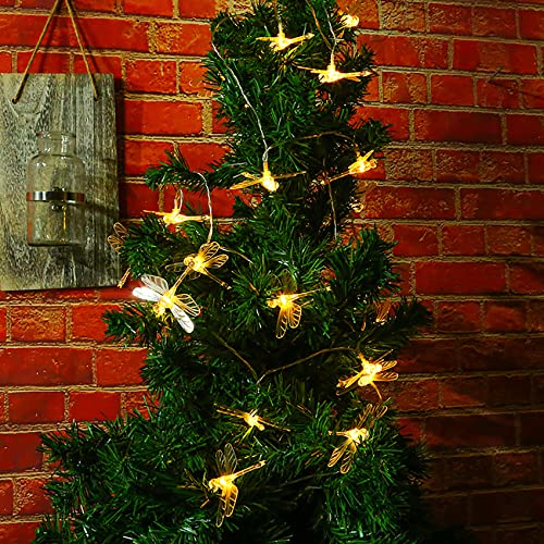 DINOWIN Libelle Lichterketten, 9.8Ft 20Pcs LED Batteriebetriebene Lichterketten, Dekoration Lighting für Valentinstag Weihnachten Hochzeit Geburtstag Holiday Party Schlafzimmer(Libelle)