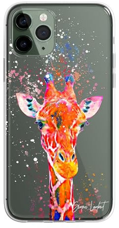 SmartGiftShop Giraffe Case Cute Family Case Splatter Art CLEAR Phone Cover - Exclusive Artwork for iPhone 14 Pro Max - Rainbow
