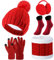 SATINIOR 5 Stück Damen Winter Ski Ausflug Set Strickmütze Schal Handschuhe Ohrenschützer Strümpfe (Rot)