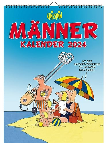 Uli Stein Kalender 2026 - Männer + 5 Postkarten Geschenk - Wandkalender für 2026 - Jahreskalender 2026 mit 12 Motiven & Spiralbindung - Cartoon Kalender