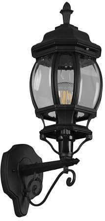 Trio Leuchten Außen Wandleuchte Elvo 206967132, Aluminium Druckguss Schwarz matt, Glas klar, exkl. 1x E27