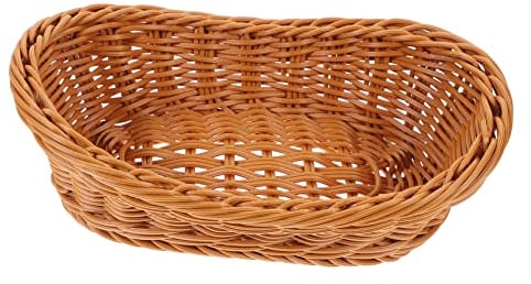 DOITOOL Woven Basket Baskets for Serving Bread Container Food Serving Tray Foot Stool Breads Storage Holder Rattan Fruit Bowl Wicker Baskets Wicker Fruit Basket Toy