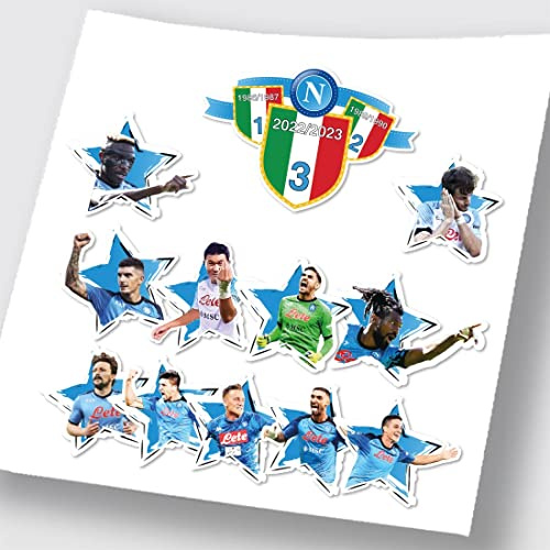 Set di 12 Stickers tifosi Napoli Calcio ALL STAR 2023 adesivi in vinile colorato e sagomato