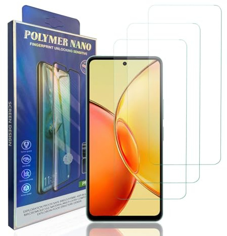 HACIEN Protector de Pantalla para Vivo Y36 5G, 9H Dureza Cristal Templado móviles película blindada HD película protectora 3 Piezas