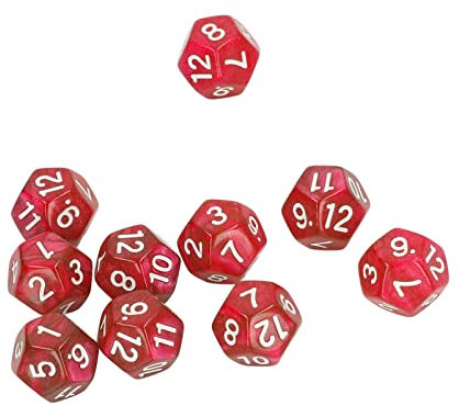 HEEPDD 12-seitige Würfel, Polyedrische Würfel, Angenehme Haptik, Multifunktional, Klare Zahlen, 40 Stück für das Spiel (Rot)