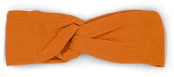 hutch&putch Premium Musselin-Stirnband für Damen - Haarband aus 100% Bio-Baumwolle - weiches Haarband mit Gummizug - Boho Stirnband mit starkem Halt ohne Knickstelle (Pumpkin Spice)