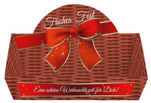 Herz & Heim® Personalisierter Geschenkkorb zum selbst Befüllen (Frohes Fest, 42,5 cm x 24 cm x 28 cm (B/H/T))