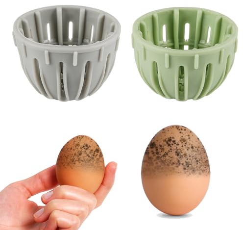 2 Stück Reinigungsbürste für Eier aus Silikon, Eierschrubber Wiederverwendbar Egg Cleaning Brush Eier Waschmaschine Praktisches Küchenutensil mit Flexiblen Weichen Borsten (Grau, Grün)