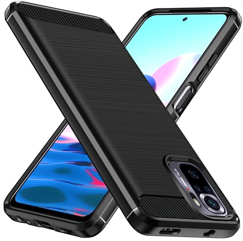 ivoler Silikon Hülle für Xiaomi Redmi Note 10S / Redmi Note 10 4G / Poco M5s, [Militärischer Schutz] Stoßfest Handyhülle, Dünne Weiche TPU Kratzfest Schutzhülle Anti-Fingerabdruck Case Cover, Schwarz