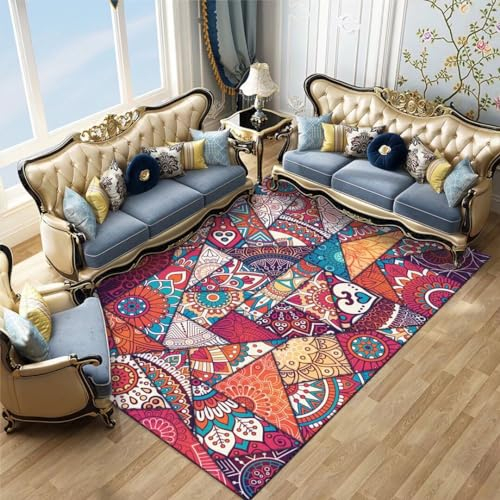 Kunsen 130X190CM Teppich Waschbar Klassischer, schmutzabweisender, modischer Kurzflor für Wohn- und Esszimmer Teppich Zuschneidbar Lila Kinderteppich Brücken Teppich Läufer