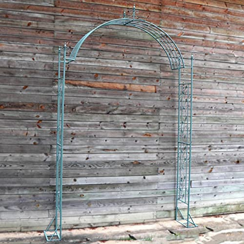 Arco de jardín retro, diseño exquisito de moda, pérgola, arco de rosas para uso en interiores y exteriores, hecho de metal resistente a la intemperie, para decoración de plantas trepadoras (verde