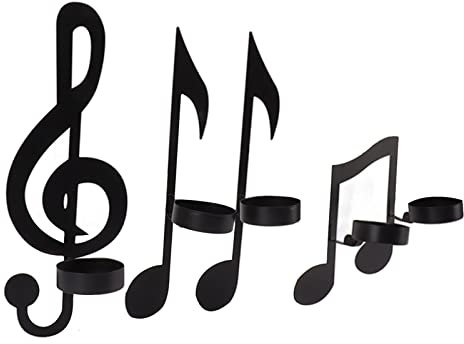 Schwarzer Musiknoten-Wandleuchter, Kerzenhalter, Eisendekor, Eleganter Noten-Kerzenhalter für Hochzeitsaktivitäten