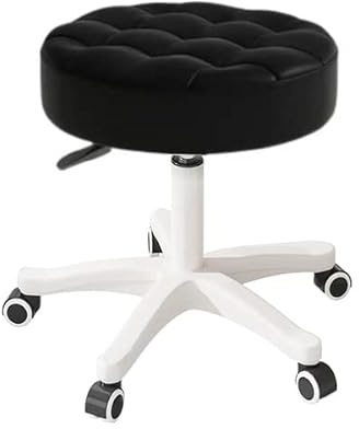 HDHNBA Silla giratoria compacta con Ruedas y polea Redonda de Cuero PU, Altura Ajustable, diseño Giratorio, Silla de Oficina para dibujantes, Taburete de salón SPA, Silla de Oficina para el hogar.