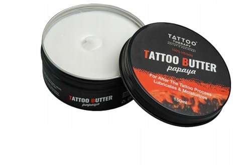 Tattoo Therapy ® - Tattoo Butter 150ml - 100% natürliche, hypoallergene Butter Tattoo-Creme - Vegane Butter Tattoo Pflege Butter (Papaya)